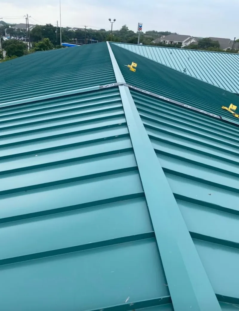 Green commercial metal roof ridge and valley for Metal Roof Repair in Hialeah